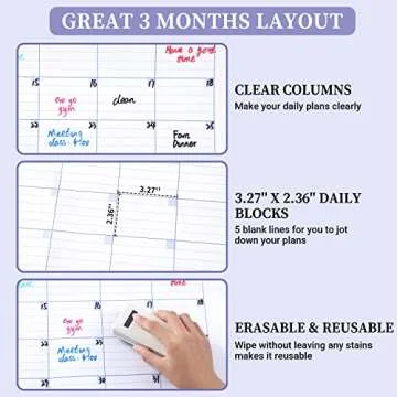 BooQool Undated Large Dry Erase Wall Calendar 27.7 x 40