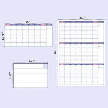 BooQool Undated Large Dry Erase Wall Calendar 27.7 x 40