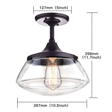 CLAXY Vintage Metal Glass Ceiling Light for Home Elegance