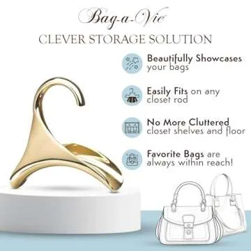 Bag-a-Vie Purse Hanger for Closet - Handbag Organizer Hooks for Hanging Bags & Purses, Protecting Ba...