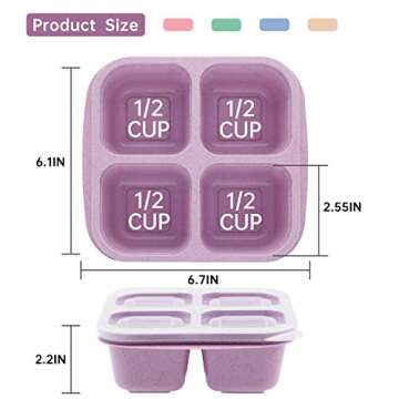 Luriseminger 5 Pack Bento Lunch Box,4 Compartment Snack Containers,Divided Snack Box,Meal Prep Lunch...