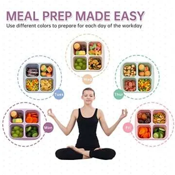 Luriseminger 5 Pack Bento Lunch Box,4 Compartment Snack Containers,Divided Snack Box,Meal Prep Lunch Containers FOR Kids/Toddle/Adults,Food Storage Containers for School, Work and Travel