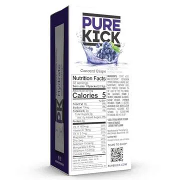 Pure Kick Hydration Pitcher Pack, Concord Grape, Includes 6 Packets, 1 Box, Makes 12 Quarts Total