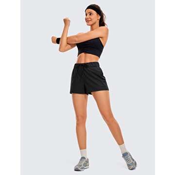 CRZ YOGA Stretch Shorts for Women Work Casual 2.5'' with Pockets for Athketic Workout Travel Hiking Golf Black Large