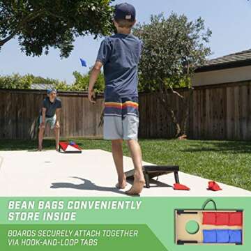 GoSports 2 ft x1 ft Portable Size Cornhole Game Set with 6 Bean Bags - Great for Indoor & Outdoor Play - Classic Design