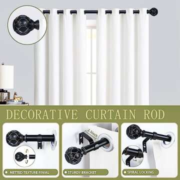 TANGWIN Black Curtain Rods for Windows 48-84 Inch Adjustable