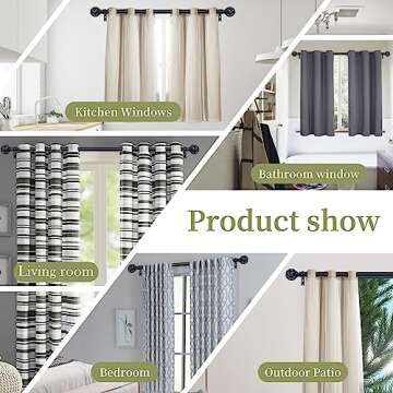 TANGWIN Black Curtain Rods for Windows 48-84 Inch Adjustable