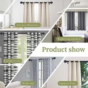 TANGWIN Black Curtain Rods for Windows 48-84 Inch Adjustable