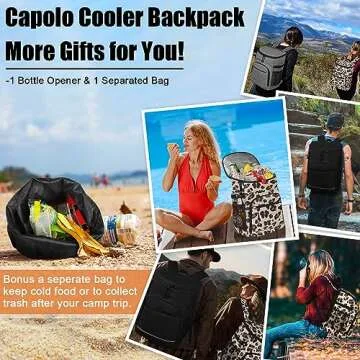 Cooler Backpack Insulated Leakproof Waterproof Backpack Cooler Bag 30 Cans, Large Capacity Lightweight Travel Camping Beach Drink Beverage Beer Bag Cooler Ice Chest for Men and Women, Leopard