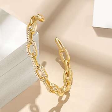 KissYan Gold Cuff Bangle Bracelets for Women, Thin 14K Gold Plated Cuff Bracelet Dainty Twisted Flat...