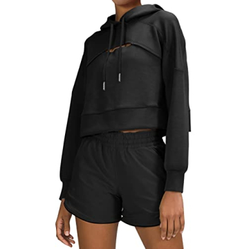 LASLULU Women's Fuzzy Cropped Hoodie - Chic & Cozy Sweatshirt