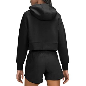 LASLULU Women's Fuzzy Cropped Hoodie - Chic & Cozy Sweatshirt