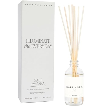 Sweet Water Decor Salt & Sea Reed Diffuser Set - Eco-Friendly Home Fragrance with Long Lasting Scent