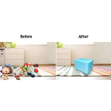 EMBRACE PLAY Toy storage box with car rug play mat - Toy box for boys and girls - 2 in 1 collapsible...