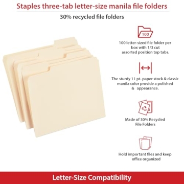 Durable Staples Manila File Folders for Organization