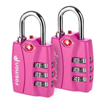 Fosmon TSA Approved Pink Locks for Luggage. Cute Locker Suitcase Lock with Open Alert Indicator, 3 D...