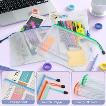 Umriox 12PCS Zipper Pouch, 9.5 x 7.1 in, Storage Bags with Zipper, for Office Supplies, Receipts, Cosmetics Travel Toiletries