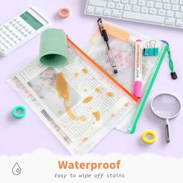 Umriox 12PCS Zipper Pouch, 9.5 x 7.1 in, Storage Bags with Zipper, for Office Supplies, Receipts, Cosmetics Travel Toiletries