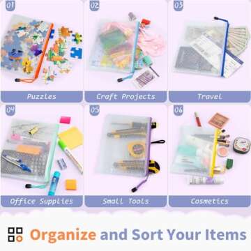 Umriox 12PCS Zipper Pouch, 9.5 x 7.1 in, Storage Bags with Zipper, for Office Supplies, Receipts, Cosmetics Travel Toiletries