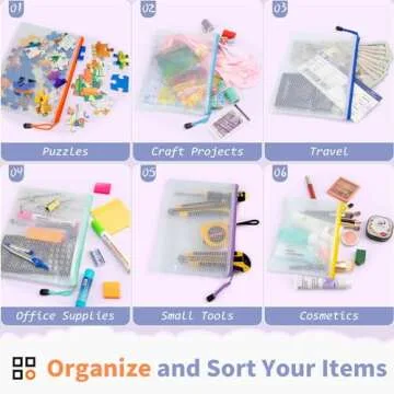 Umriox 12PCS Zipper Pouch, 9.5 x 7.1 in, Storage Bags with Zipper, for Office Supplies, Receipts, Cosmetics Travel Toiletries