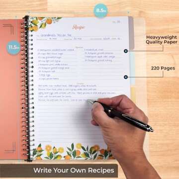 SwiftCube Recipe Book to Write in Your Own Recipes | Handy Kitchen Conversion Chart Magnet Included ...