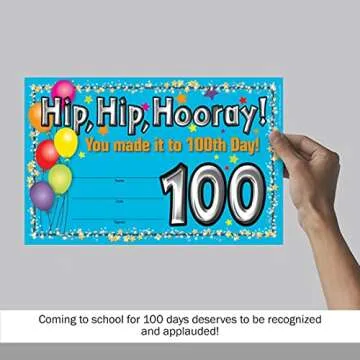 Barker Creek Recognition Awards, 100th Day, Celebrate Student Achievements with These Colorful Awards, 30 Awards per Pkg, 8.5" x 5.5" (426)