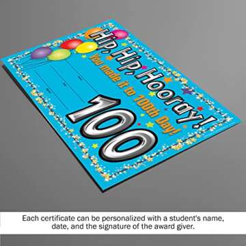 Barker Creek Recognition Awards, 100th Day, Celebrate Student Achievements with These Colorful Awards, 30 Awards per Pkg, 8.5" x 5.5" (426)