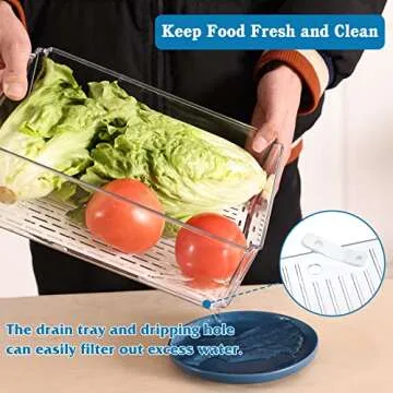 Moretoes 12pcs Fridge Organizer with Lids, Clear Stackable Refrigerator Organizer Bins with 6 Liners, BPA-Free Produce Fruit Storage Containers and Plastic Pantry Organization for Food, Vegetable