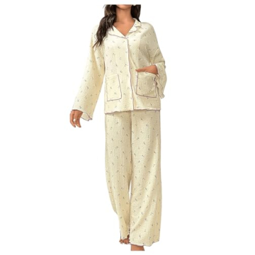 Verdusa Women's Flare Sleeve Pajama Set with Pants