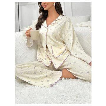 Verdusa Women's Flare Sleeve Pajama Set with Pants