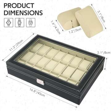 MYFULLY Watch Case 24 Slot Leather Watch Box Case/Jewelry Box/Watch Jewelry Display Storage Wristwat...