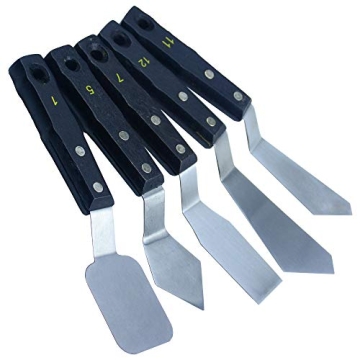 Aokbean 5 Pack Big Metal Palette Knives Mixing Scraper Art Tools Suit for Large Oil Canvas Acrylic P...