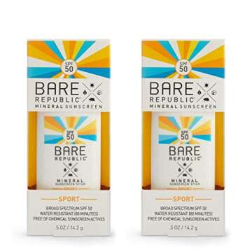 Bare Republic Mineral SPF 50 Sport Sunscreen Stick. Lightweight and Sheer Sunscreen Stick with SPF 50 (.5 Ounces) 2 Packâ€¦
