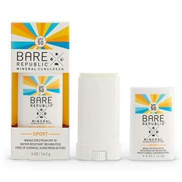 Bare Republic Mineral SPF 50 Sport Sunscreen Stick. Lightweight and Sheer Sunscreen Stick with SPF 50 (.5 Ounces) 2 Packâ€¦