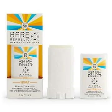 Bare Republic Mineral SPF 50 Sport Sunscreen Stick. Lightweight and Sheer Sunscreen Stick with SPF 50 (.5 Ounces) 2 Packâ€¦