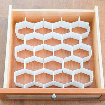 Evelots Honeycomb Drawer Organizer - Set of 4, 112 Slots, Easy Snap-Together Assembly, Adjustable & Durable Plastic Dividers, Perfect for Socks, Underwear, Ties, Accessories, and More - Customizable S