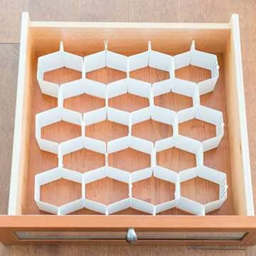 Evelots Honeycomb Drawer Organizer - Set of 4, 112 Slots, Easy Snap-Together Assembly, Adjustable & Durable Plastic Dividers, Perfect for Socks, Underwear, Ties, Accessories, and More - Customizable S