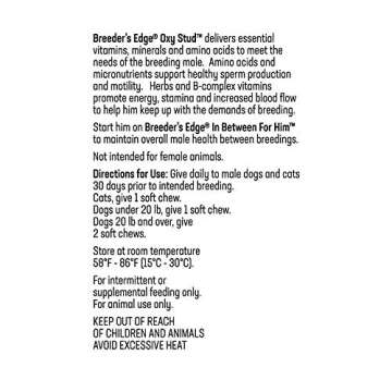 Revival Animal Health Breeder's Edge Oxy Stud- Male Performance Supplement- for Small Dogs & Cats- 60ct Soft Chews