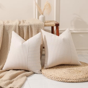 Hckot Khaki Beige Throw Pillow Covers Set of 2 18x18