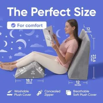 AllSett Health Bed Wedge Pillow – 2 Separate Memory Foam Incline Cushions, System for Legs, Knees and Back Support Pillow - Grey