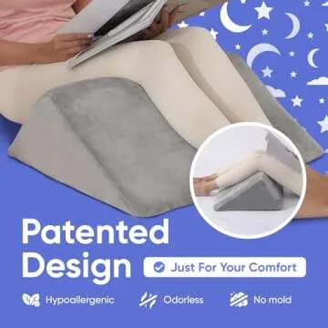 AllSett Health Bed Wedge Pillow – 2 Separate Memory Foam Incline Cushions, System for Legs, Knees and Back Support Pillow - Grey