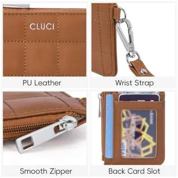 CLUCI Small Quilted Coin Purse RFID Wallet for Women