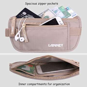 LANNEY Money Belt for Travel - RFID Blocking Design