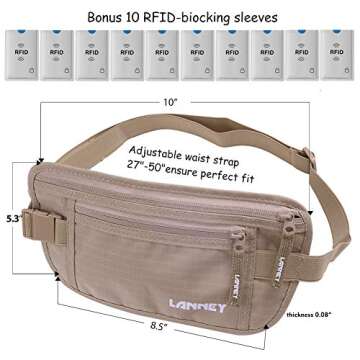 LANNEY Money Belt for Travel - RFID Blocking Design