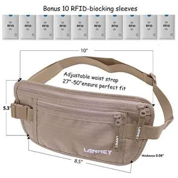 LANNEY Money Belt for Travel - RFID Blocking Design