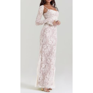 Vintage Cream Lace Maxi Dress for Elegant Occasions