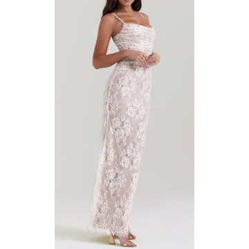 Vintage Cream Lace Maxi Dress for Elegant Occasions