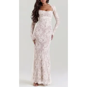 Vintage Cream Lace Maxi Dress for Elegant Occasions