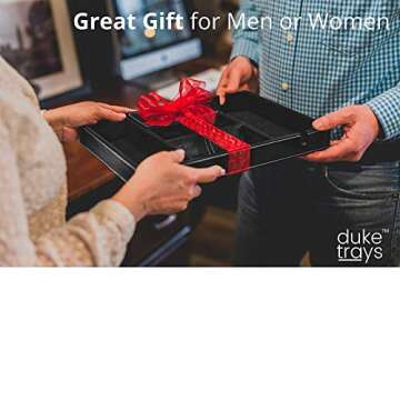 Valet Tray for Men, Nightstand Organizer, Entry Table Organizer, Catch All Tray, Dresser Organizer, Black Faux Leather Box, 6 Compartments