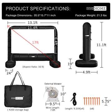 VIVOHOME Inflatable Projector Screen for Outdoor Fun